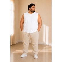 Sngl Tekstil Erkek Büyük Beden Oversize Sıfır Kollu T-shirt 3xl 4xl 5xl 6xl 7xl 8xl 9xl Beyaz