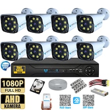 8 Kameralı Gece Renkli 5mp Lensli 1080p Fullhd Kamera Seti