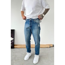 Mavi Soft Degrade Yırtıklı Boyfriend Pantolon
