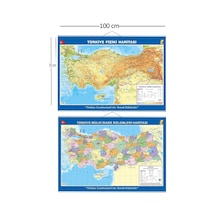 Büyük Türkiye Haritası 70x100 Cm Çift Taraflı Çıtalı Askılı Hem Siyasi Hem Fiziki, Çok Renkli Diğer