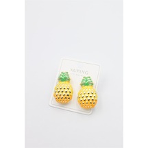 Mineli Ananas Küpe - Altın çok renkli
