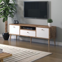 Mbes Mobilya Beyza Ahşap Ayaklı 140 Cm Atlantik  Beyaz Tv Sehbası
