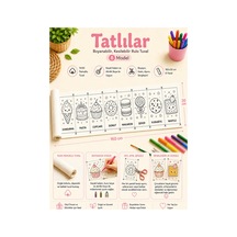 Boyanabilir Kesilebilir Rulo Tuval Tatlılar 8 Model Çocuk Etkinlik Seti 160x30 Cm
