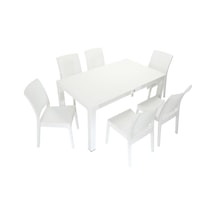 Mandella Elit Rattan 90x150 Elit Sandalye Masa Takımı Beyaz Diğer