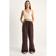 Shade Kadın Bağcıklı Beli Lastikli Müslin Geniş Paça Pantolon Yp5502 60286190 - Acı Kahve Acı Kahverengi