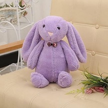 Uyku Arkadaşım Papyonlu Uzun Kulak Bunny Peluş Tavşan 65 Cm Mor