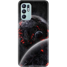 Oppo Reno 6 Kılıf Resimli Desenli Silikon Platinium Series Kara Dünya 1902