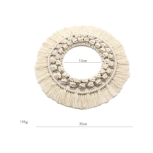 Xiyyadms El Yapımı İpek Dokuma Yuvarlak Duvar Örtüsü - Skandinav Tasarım Odalar İçin Bej Konforlu Dekorasyon Z150c