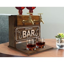 Bk Gift Kişiye Özel Kabartma İsimli Ve Tarihli Çift Musluklu Doğal Ahşap İçki Standı-31, İçki Standı, Doğum Günü Hediyesi, Ev Hediyesi Bitmeyen136532