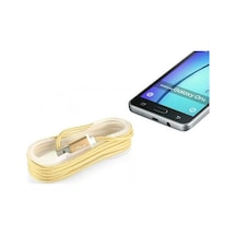 Android Örgü Şeklinde Renkli Çelik Şarj Data Kablosu - Gold Çok Renkli