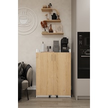 Asra Trend MK-09 %100 MDF 80x102 cm Çok Amaçlı Mutfak Kiler Dolabı Kapak İçi Raflı Kahve Köşesi Beyaz Karina