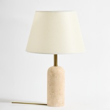 Luum Kumaş Şapkalı Abajur - Krem / Traverten - 48 Cm Çok Renkli