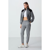 Tommy Life Gri Melanj Kompakt Pamuklu Kalın Pürüzsüz Dokulu Standart Fit Kadın Eşofman Altı - 94660 GRİ MELANJ