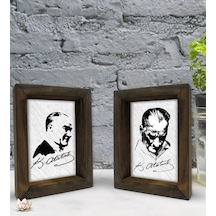 Bk Gift Atatürk Tasarımlı Dekoratif 2'Li Doğal Masif Ahşap Çerçev (500760301)