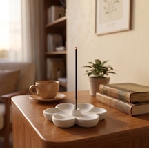 Minimalist Çiçek Tasarımlı 3d Baskı Beyaz Tütsülük - Dekoratif Modern Ev Aksesuarı Ve Tütsü Standı