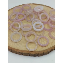Akik Taşı Yüzük Sisli Açık Pembe Alacalı 6mm Kalınlık 59950 Bakır