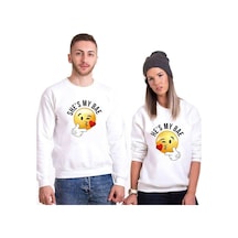 Tshirthane My Bae Smile Sevgili Kombinleri Unisex Sweatshirt Kırık Beyaz