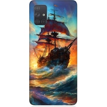 Samsung Galaxy A51 Uyumlu Kızıl Deniz Yelkenli Gemi Desenli Silikon Kılıf
