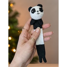 Amigurumi Panda Figürlü Pamuklu Kitap Ayracı Yüksek Kaliteli Malzeme, Detaylı İnce İşçilik