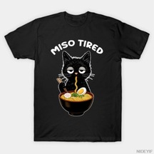 Tarzsokak Komik Miso Yorgun Ramen Kedi Komik Japon T-shirt Erkekler Kadınlar Için % 100% Pamuk T Shirt Çok Renkli