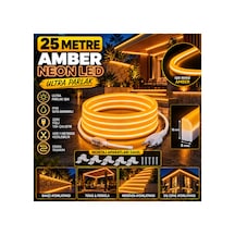 25 Metre 220v Amber Neon Led 8x16 Mm Ultra Parlak Ip65 Suya Dayanıklı Fişli Tak Çalıştır Montaj Aparatları Dahil Bahçe Teras Pergola Dış Cephe Aydınlatma Sarı - 939335119 Sarı
