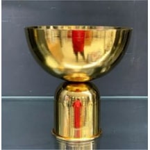 Vz-11 K.kurşun Ayak Gold 20 Cm Dekoratif Vazo 20 Cm Çap Modern Şık Salon Vazo Altın