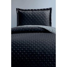 Washed Soft Çift Taraflı Tek Kişilik Yatak Örtüsü Lacivert Lacivert