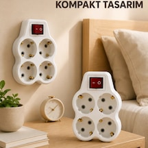 2 Li Set 4 Lü Priz Çoklayıcı Açma Kapama Anahtarlı Direkt Prize Takılan Adaptör Diğer