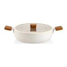 Ceramoni Seramik Basık Tencere 28 Cm-krem 12v