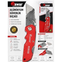 Swar Alüminyum Güvenlik Bıçağı Halıcı Tip Katlanır Hızlı Bıçak Değişimi Yerli Üretim