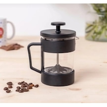 Siyah Mika French Press Kahve Demleme Sürahisi, Cam Ve Metal Gövde, 350 Ml Kapasiteli, Bitki Çayı Demliği Açık Bej