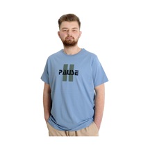 Mode Xl Büyük Beden Erkek T-shirt Pause 23109 Mavi 001
