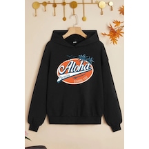 Çocuk Aloha Baskılı Sweatshirt Siyah Çocuk Aloha Baskılı Sweatshirt Siyah