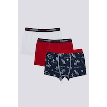 U.S. Polo Assn. U.S. Polo Assn Stripe Detail Lacivert Erkek Çocuk 3'lü Boxer Lacivert