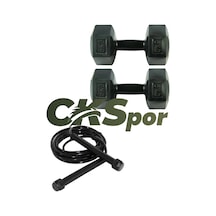 Ckspor Süper Set Arbentedarik Dambıl Seti 5 Kg X 2 Adet 10 Kg + Siyah Atlama İpi Ağırlık Seti