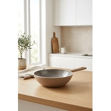 Bernardo Natura Seramik Wok Tava Kahverengi 24cm Bej - Kahverengi