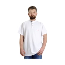 Mode Xl Büyük Beden Erkek T-Shirt Hakim Yaka Md Logo 22326 Beyaz 001