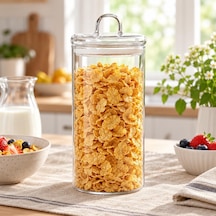 Tr 1 Adet 1300 Ml Borosilikat Cam Kapaklı Saklama Kavanozu, Bakliyat, Kahve, Şeker, Mısır Gevreği, Çay, Kuruyemiş Genel