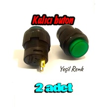 16mm Plastik 2 Pin Anahtarlı Buton Yeşil - Kalıcı Buton- Anahtar