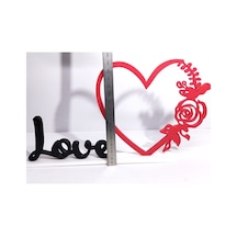 Love Tasarımlı Kalp Ve Gül Detaylı Fotoğraf Standı - Kişiye Özel Romantik Hediyelik Çerçeve
