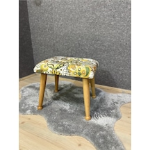 Trend Naturel Yeşil Retro Ahşap Ayak Uzatma Pufu Makyaj Koltuğu Bench Tabure