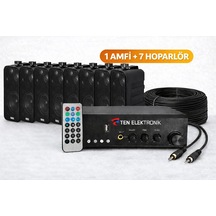 Tenses059, Eco Seri Ses Sistemi Amfi + Duvar Tipi Hoparlör Seti Cafe, Restoran, Mağaza, Masaj Salonu İçin Bluetooth + Usb