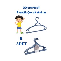 6 Adet Mavi Çocuk Plastik 30 Cm Kıyafet Askısı Elbise Askısı Plastik Mavi Diğer