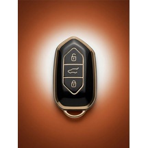 Togg T10x T10f 3 Tuşlu Smart Nano Anahtar Kılıfı Siyah Gold Altın Renk Yüksek Kalite