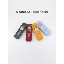 4 Adet 12 Li Kapaklı Silikon/plastik Buz Kalıbı Seti - Çok Renkli Buz Saklama Kabı