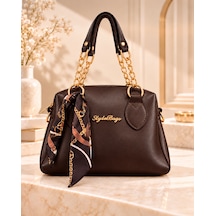 Savanna Bag Acı Kahverengi Zincir Ve Fular Detaylı Kadın Çanta Kahve
