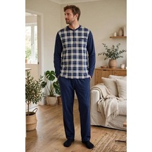 Moda Dua Çift Kaplan 8219 Erkek Uzun Kol Pijama Takımı Lacivert