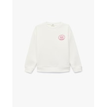 Koton Lisanslı Pembe Panter Baskılı Uzun Kollu Bisiklet Yaka Sweatshirt Ekru 6wkg10503ak Ekru