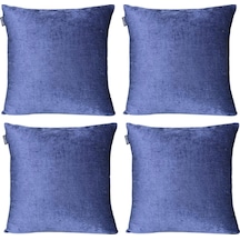 4'lü Kadife Şönil Kırlent Kılıfı Lacivert