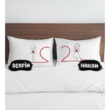Bk Gift Kişiye Özel Sevgili Tasarımlı Pamuklu Yastık Kılıfı Ve Göz Bandı Çift Uyku Seti-6, Tasarım Ev Tekstili, Uyku Bandı, Ev Hediyesi
